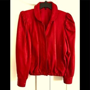 Neiman Marcus designer Red Florentine leather bomber Jacket sz EU 44/ US S-M